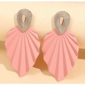 "It's time to be a queen" Gold Pink Leaf Drop Earrings
